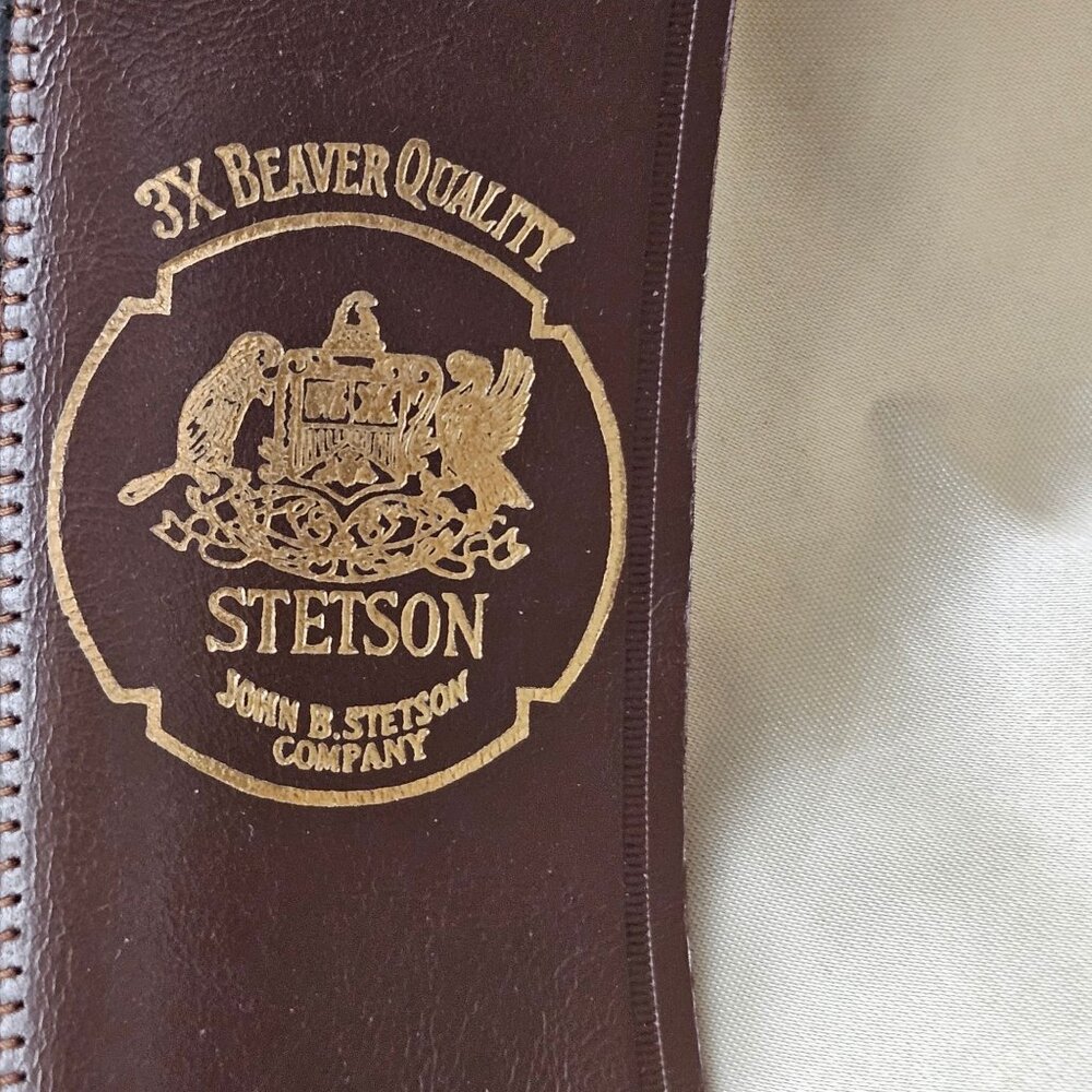 Stetson 3X Beaver Quality Brown Felt Western Hat Feather Band Hecht Co Wide Brim - Picture 7 of 11